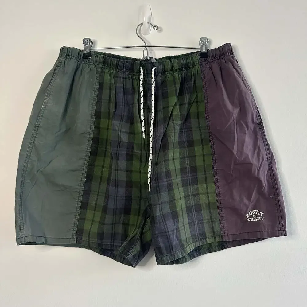 Vintage 90s Bowen & Wright Casual Wear Men's XL Colorblock Plaid Swim Trunks